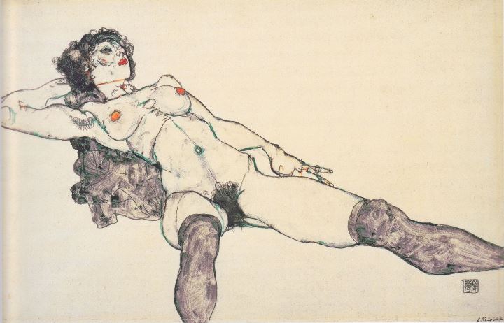 Nu feminino de Egon Schiele, de 1914, conservado no Albertina de Viena. Divulgação