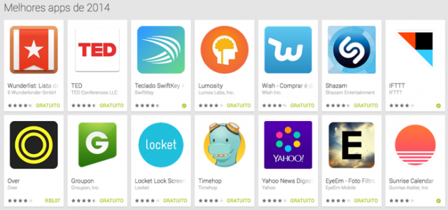 Google divulga lista dos melhores apps do ano (Foto: Reprodução/Google Play) Google divulga lista dos melhores apps do ano (Foto: Reprodução/Google Play)
