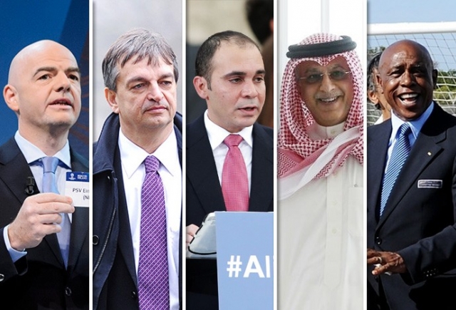 Infantino, Champagne, Bin Al-Hussein, Ibrahim Al-Khalifa e Sexwale: os cinco candidatos (Foto: GloboEsporte.com) Infantino, Champagne, Bin Al-Hussein, Ibrahim Al-Khalifa e Sexwale: os cinco candidatos (Foto: GloboEsporte.com)