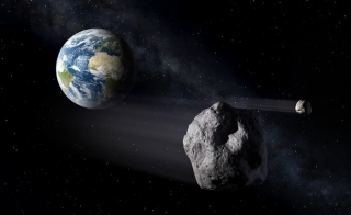 IlustraÃ§Ã£o feita pela AgÃªncia Espacial Europeia mostra asteroides passando prÃ³ximo da Terra (Foto: ESA/P.Carril)