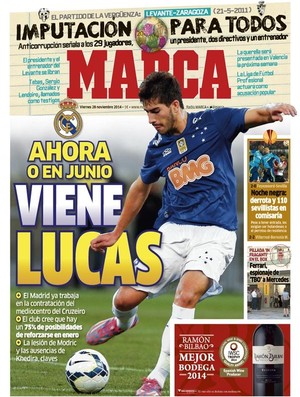 Capa do Marca - Real Madrid interessado em Lucas do Cruzeiro (Foto: Divulgação) Capa do Marca - Real Madrid interessado em Lucas do Cruzeiro (Foto: Divulgação)