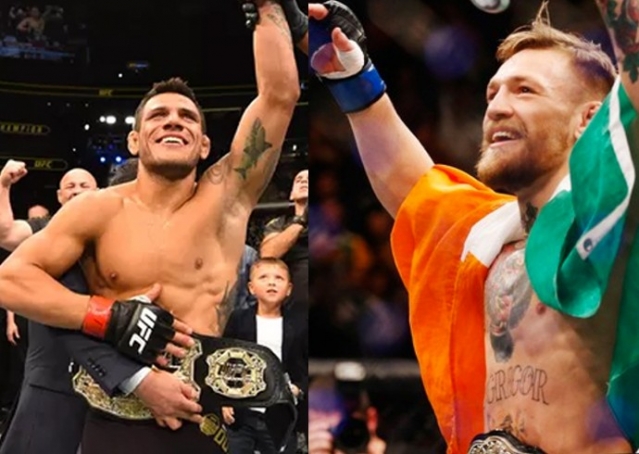 Rafael dos Anjos defenderá cinturão dos leves contra Conor McGregor (Foto: Montagem: Infoesporte) Rafael dos Anjos defenderá cinturão dos leves contra Conor McGregor (Foto: Montagem: Infoesporte)