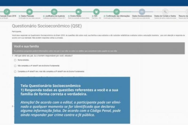 Tela IsenÃ§Ã£o Enem 3 (Foto: DivulgaÃ§Ã£o/Inep)