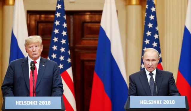 O presidente dos EUA, Donald Trump, e o presidente russo, Vladimir Putin, realizam uma coletiva de imprensa conjunta após a reunião (Foto: Grigory Dukor/Reuters) O presidente dos EUA, Donald Trump, e o presidente russo, Vladimir Putin, realizam uma coletiva de imprensa conjunta após a reunião (Foto: Grigory Dukor/Reuters)